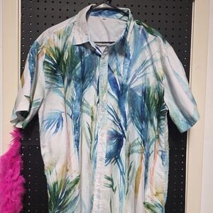 SHEIN Blue and Green Casual Button Down Shirt